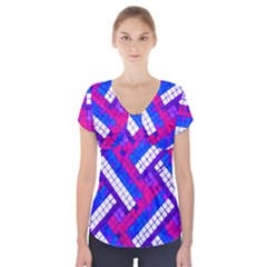 Pop Art Mosaic Short Sleeve Front Detail Top by essentialimage365