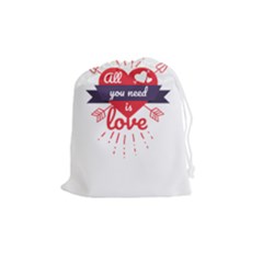 All You Need Is Love Drawstring Pouch (medium) by DinzDas