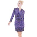 Digital Painting Drawing Of Flower Power Button Long Sleeve Dress View1