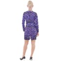 Digital Painting Drawing Of Flower Power Button Long Sleeve Dress View2