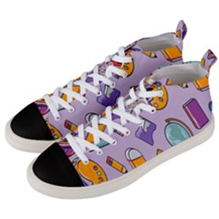 Back To School And Schools Out Kids Pattern Men s Mid-top Canvas Sneakers by DinzDas