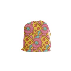 Fast Food Pizza And Donut Pattern Drawstring Pouch (xs) by DinzDas