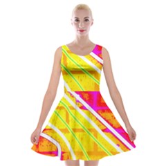 Pop Art Neon Wall Velvet Skater Dress by essentialimage365