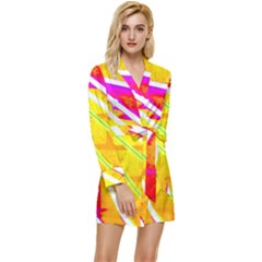 Pop Art Neon Wall Long Sleeve Satin Robe by essentialimage365