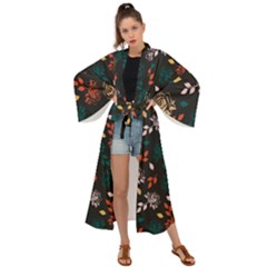 Rose Floral Maxi Kimono by tmsartbazaar