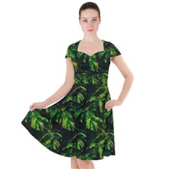 Jungle Camo Tropical Print Cap Sleeve Midi Dress by dflcprintsclothing