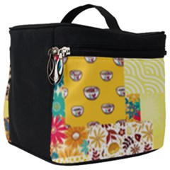 Yellow Floral Aesthetic Make Up Travel Bag (big) by designsbymallika