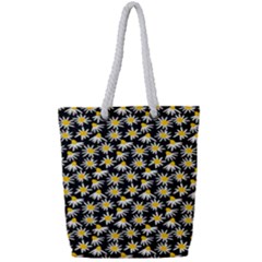 White Floral Love Full Print Rope Handle Tote (small) by designsbymallika