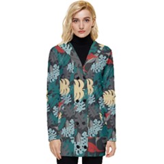 Tropical Autumn Leaves Button Up Hooded Coat  by tmsartbazaar