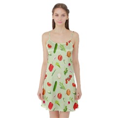 Seamless Pattern With Vegetables  Delicious Vegetables Satin Night Slip by SychEva