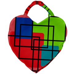 Colorful Rectangle Boxes Giant Heart Shaped Tote by Magicworlddreamarts1