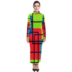 Colorful Rectangle Boxes Turtleneck Maxi Dress by Magicworlddreamarts1