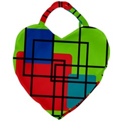 Colorful Rectangle Boxes Giant Heart Shaped Tote by Magicworlddreamarts1