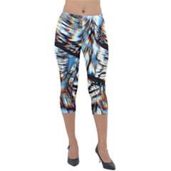 Rainbow Vortex Lightweight Velour Capri Leggings  by MRNStudios