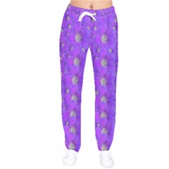 Paradise Flowers In A Peaceful Environment Of Floral Freedom Women Velvet Drawstring Pants by pepitasart