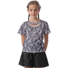 Black And White Ornate Pattern Kids  Front Cut Tee by dflcprintsclothing