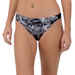 Black And White Lilies Botany Motif Print Band Bikini Bottom by dflcprintsclothing