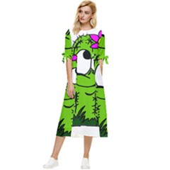 Cactus Bow Sleeve Chiffon Midi Dress by IIPhotographyAndDesigns