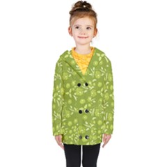 Folk Flowers Art Pattern  Kids  Double Breasted Button Coat by Eskimos