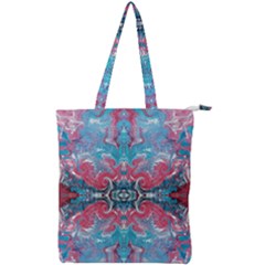 Turquoise Arabesque Repeats Double Zip Up Tote Bag by kaleidomarblingart