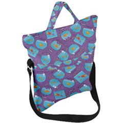 Aquarium With Fish And Sparkles Fold Over Handle Tote Bag by SychEva