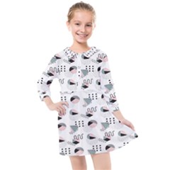 Geometry Colors Kids  Quarter Sleeve Shirt Dress by Sparkle