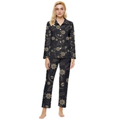 Folk Flowers Pattern  Womens  Long Sleeve Pocket Pajamas Set by Eskimos