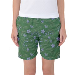 Folk Flowers Pattern Floral Surface Design Women s Basketball Shorts by Eskimos