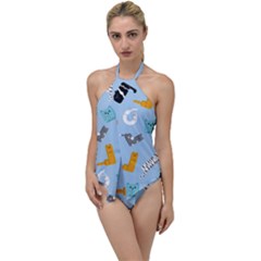 Unusual And Funny Tetris Cats Go With The Flow One Piece Swimsuit by SychEva