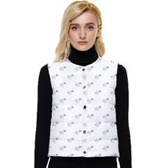 Stylized Bird Cartoon Drawing Pattern Women s Short Button Up Puffer Vest by dflcprintsclothing