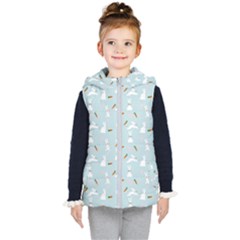 Funny And Funny Hares  And Rabbits In The Meadow Kids  Hooded Puffer Vest by SychEva