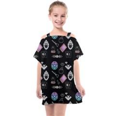 Witch Goth Pastel Pattern Kids  One Piece Chiffon Dress by NerdySparkleGoth