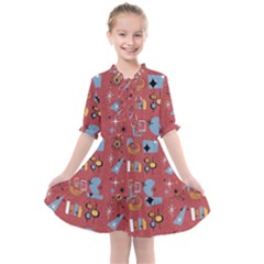 50s Small Print Kids  All Frills Chiffon Dress by NerdySparkleGoth