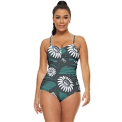 Folk Flowers Pattern Retro Full Coverage Swimsuit by Eskimos