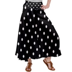 1950 Black White Dots Satin Palazzo Pants by SomethingForEveryone