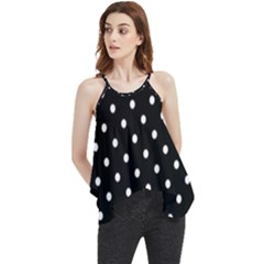 1950 Black White Dots Flowy Camisole Tank Top by SomethingForEveryone