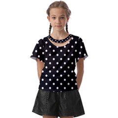 1950 Black White Dots Kids  Front Cut Tee by SomethingForEveryone