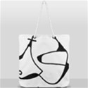 Black And White Abstract Linear Decorative Art Full Print Rope Handle Tote (Large) View1