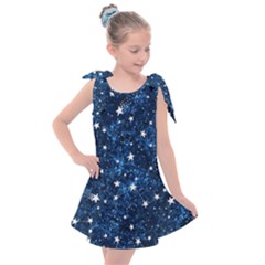 Dark Blue Stars Kids  Tie Up Tunic Dress by AnkouArts