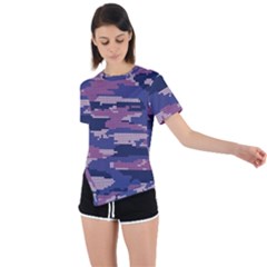 Abstract Purple Camo Asymmetrical Short Sleeve Sports Tee by AnkouArts