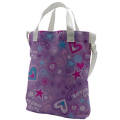  Hearts And Stars On Light Purple  Canvas Messenger Bag by AnkouArts