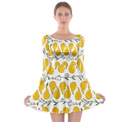 Juicy Yellow Pear Long Sleeve Skater Dress by SychEva