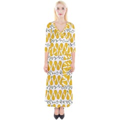 Juicy Yellow Pear Quarter Sleeve Wrap Maxi Dress by SychEva