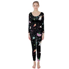 Funny Astronauts, Rockets And Rainbow Space Long Sleeve Catsuit by SychEva