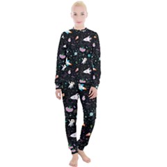 Funny Astronauts, Rockets And Rainbow Space Women s Lounge Set by SychEva