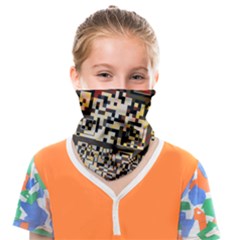 Root Humanity Bar And Qr Code Flash Orange And Purple Face Covering Bandana (kids) by WetdryvacsLair