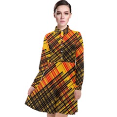 Root Humanity Orange Yellow And Black Long Sleeve Chiffon Shirt Dress by WetdryvacsLair