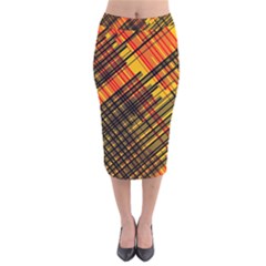 Root Humanity Orange Yellow And Black Velvet Midi Pencil Skirt by WetdryvacsLair