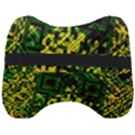 Root Humanity Bar And Qr Code Green and Yellow Doom Head Support Cushion View2