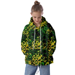 Root Humanity Bar And Qr Code Green And Yellow Doom Kids  Oversized Hoodie by WetdryvacsLair